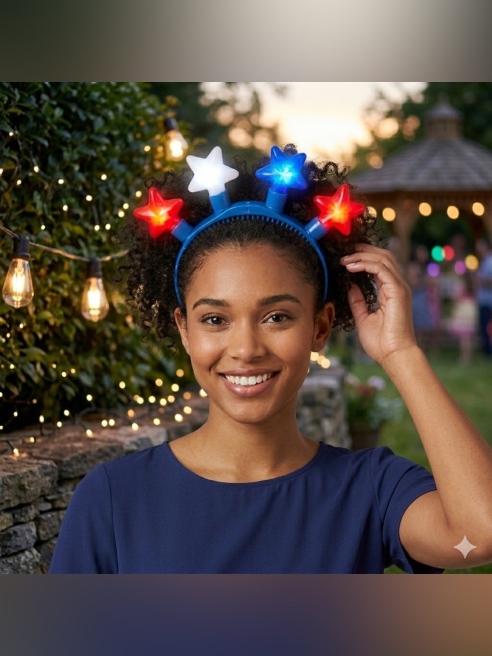 Patriotic LED Star Headband - Red, White, Blue Set of 5